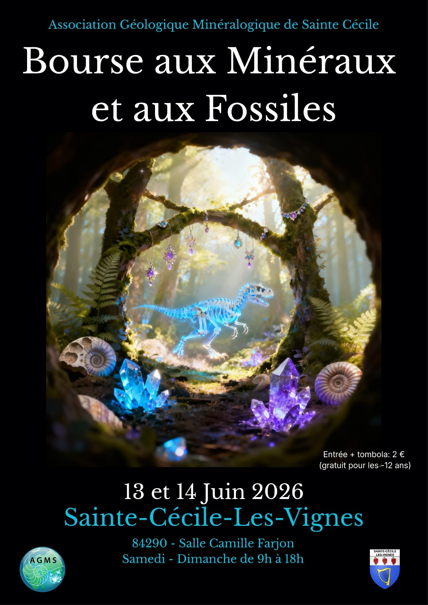 Affiche Bourse aux Minéraux et Fossiles Sainte-Cécile-les-Vignes 2026 Affiche officielle de la Bourse aux Minéraux et aux Fossiles de Sainte-Cécile-les-Vignes 2026